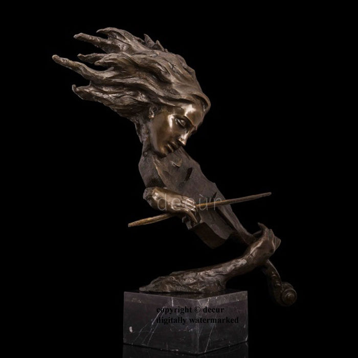 Bronze Sculpture of Beautiful Lady the playing the Violin