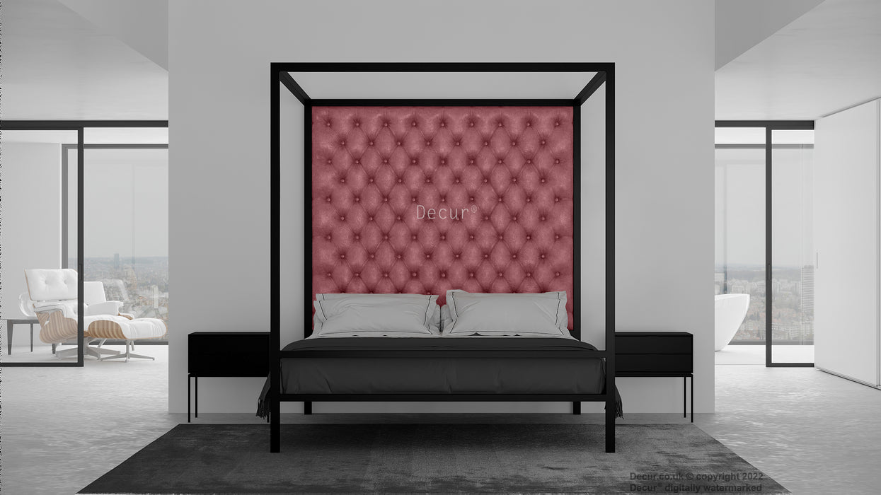 Leather Four Poster Bed - Burgandy