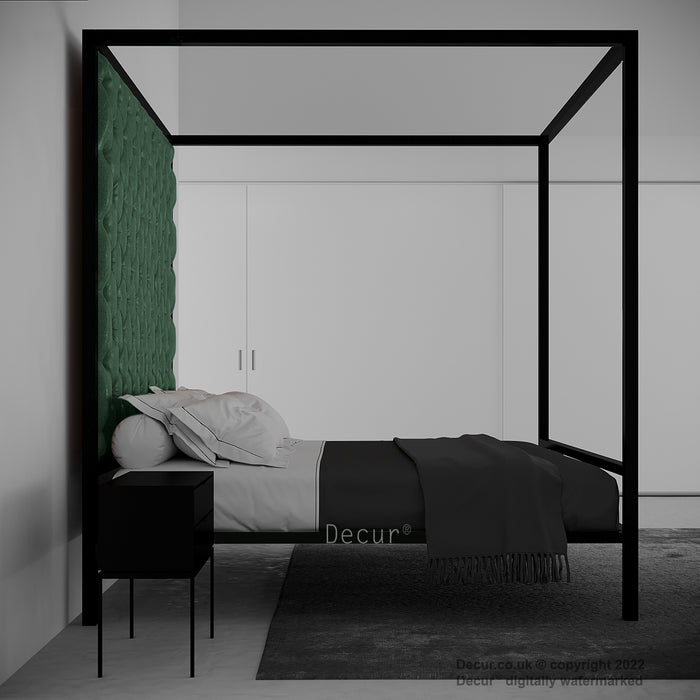 Leather Four Poster Bed - Green