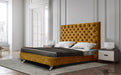 Eva Velvet Buttoned Upholstered Bed - Gold