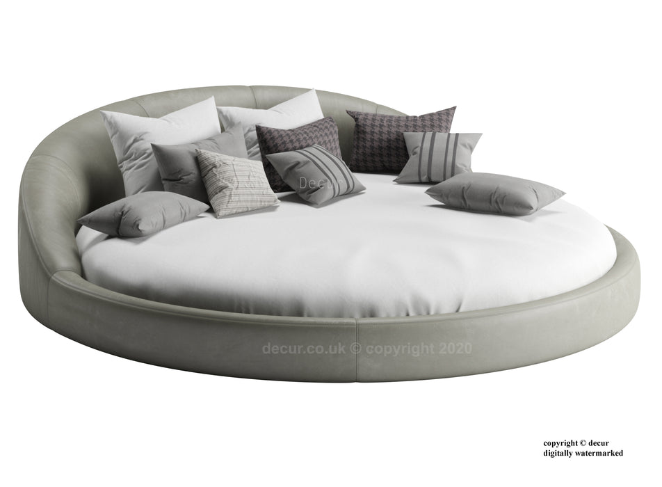 Decur Round Leather Bed - Grey