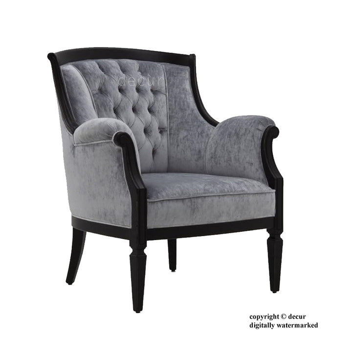 Surrey Velvet Arm Chair - Grey