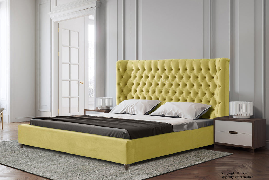 Westminster Upholstered Winged Bed - Lemon