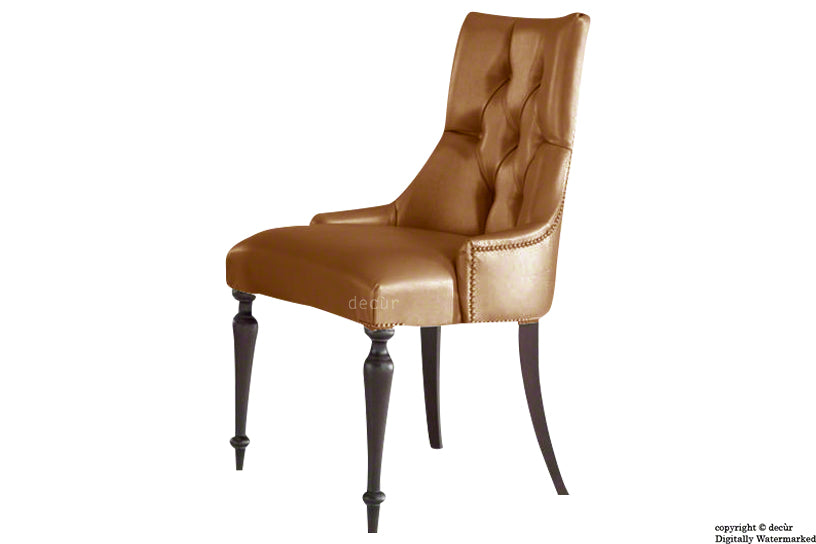 Louis Winged Deep Buttoned Dining Chair- Tan