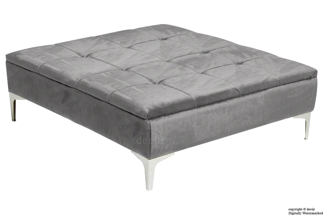 Mila Modern Buttoned Velvet Footstool Large - Seal with Optional Storage
