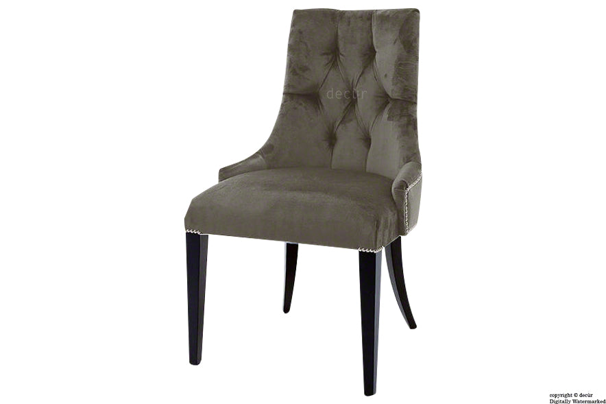 Magdalin Velvet Buttoned Dining Chair - Taupe