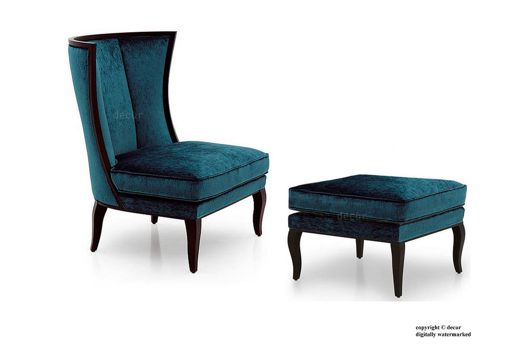 Meghan Art Deco Lounge Chair & Footstool