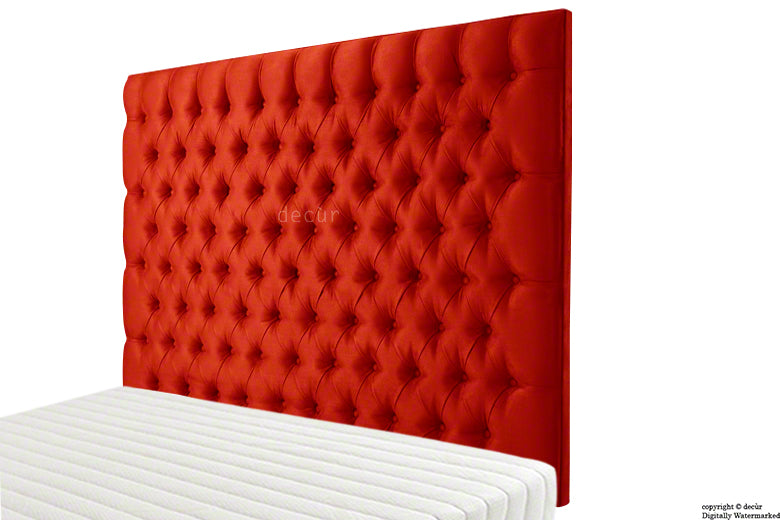 Tiffany Harrogate Buttoned Wall High Faux Suede Headboard - Red