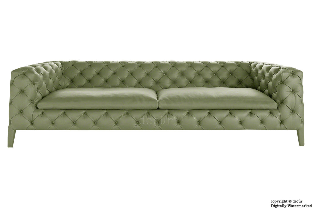 Rochester Leather Chesterfield Sofa - Sage Leaf