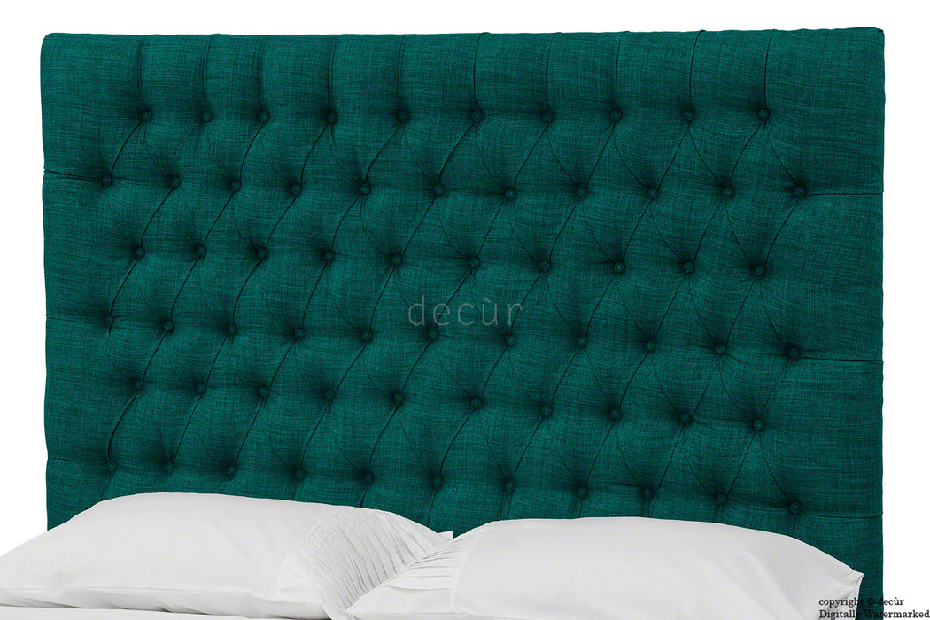 Kensington Linen Upholstered Ottoman Bed - Teal