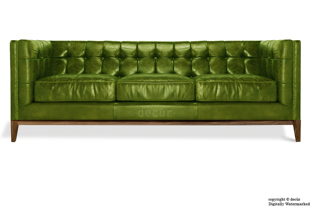 Mayfair Leather Sofa - Alga Green