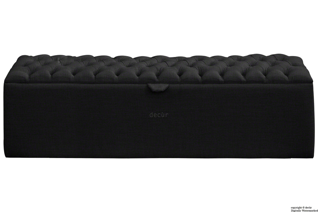 Viscount Linen Ottoman - Ebony Black