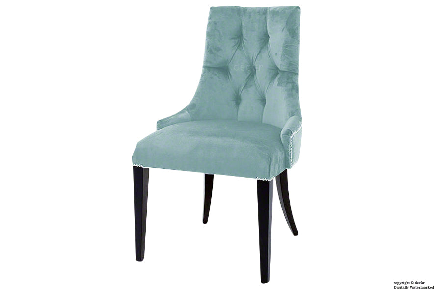 Magdalin Deep Buttoned Velvet Dining Chair - Seaspray