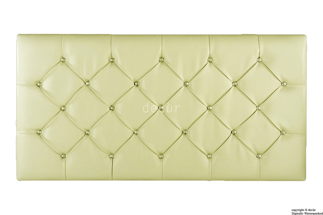 Boutique Crystal X Series Headboard - Beige Faux Leather
