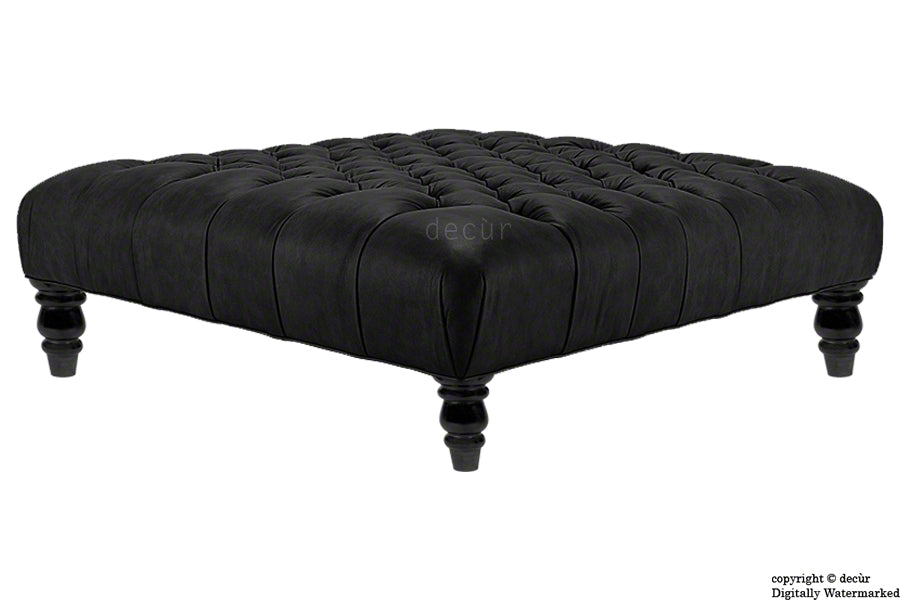 Tiffany Buttoned Faux Leather Footstool - All Colours with Storage Option