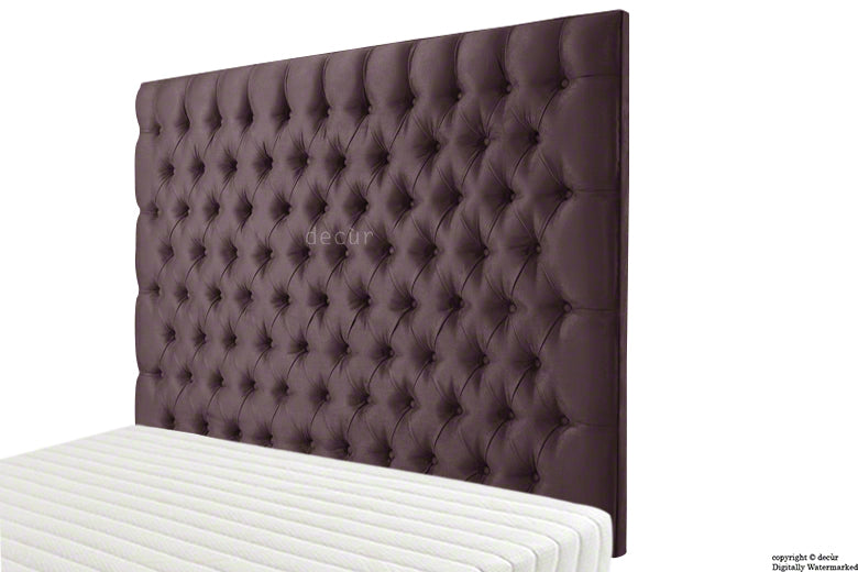 Tiffany Harrogate Buttoned Wall High Faux Suede Headboard - Aubergine