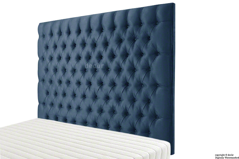 Tiffany Harrogate Buttoned Wall High Faux Suede Headboard - Marine