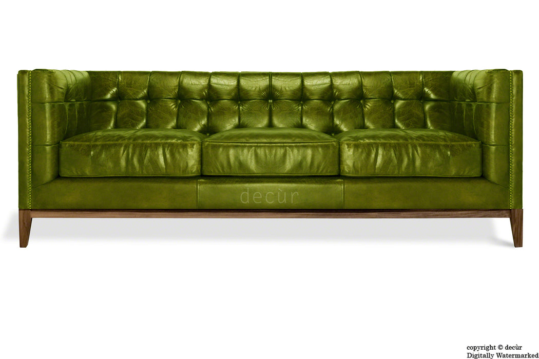 Mayfair Leather Sofa - Olive Green