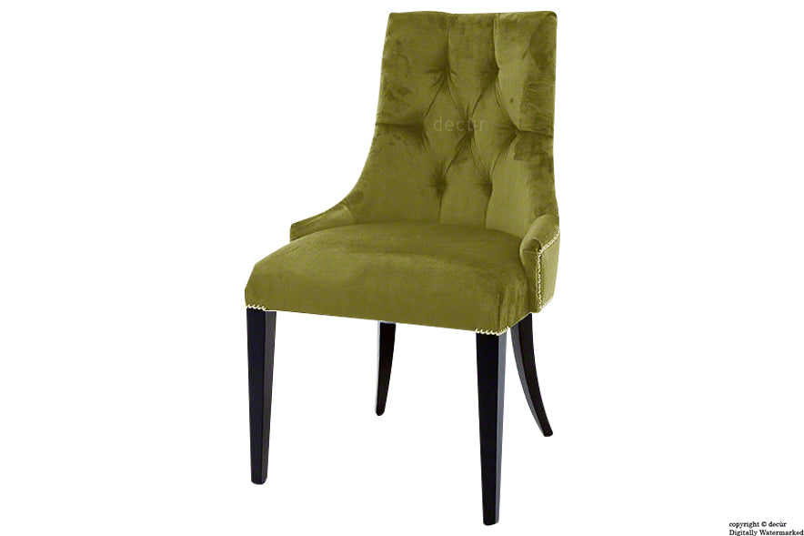 Magdalin Deep Buttoned Velvet Dining Chair  - Grass