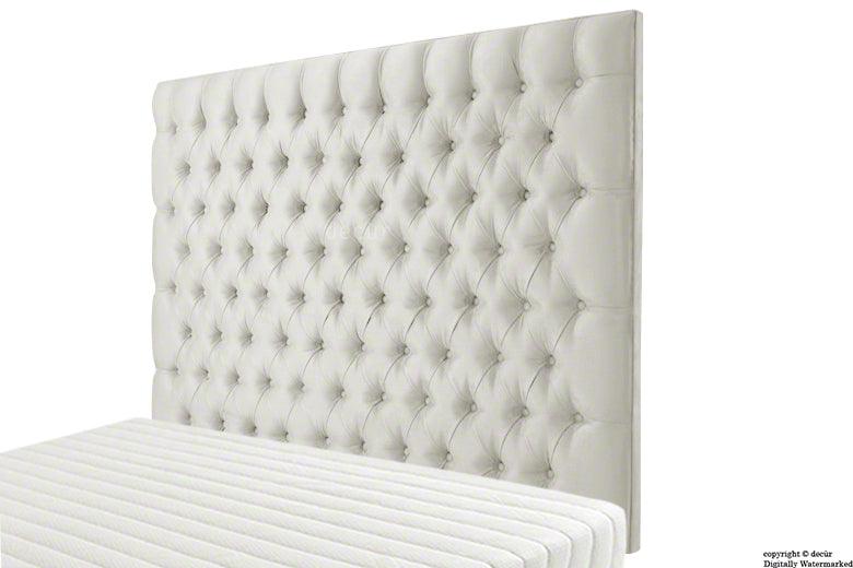 Tiffany Harrogate Buttoned Wall High Velvet Headboard - Cream