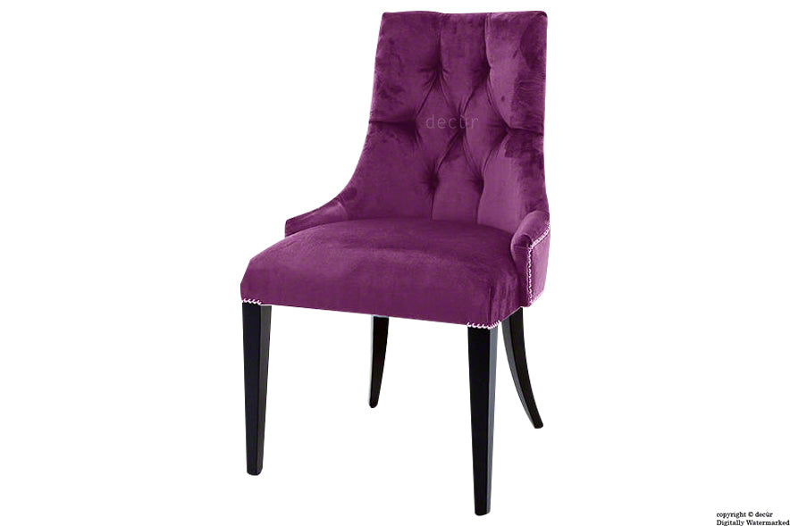 Magdalin Deep Buttoned Velvet Dining Chair  - Boysenberry