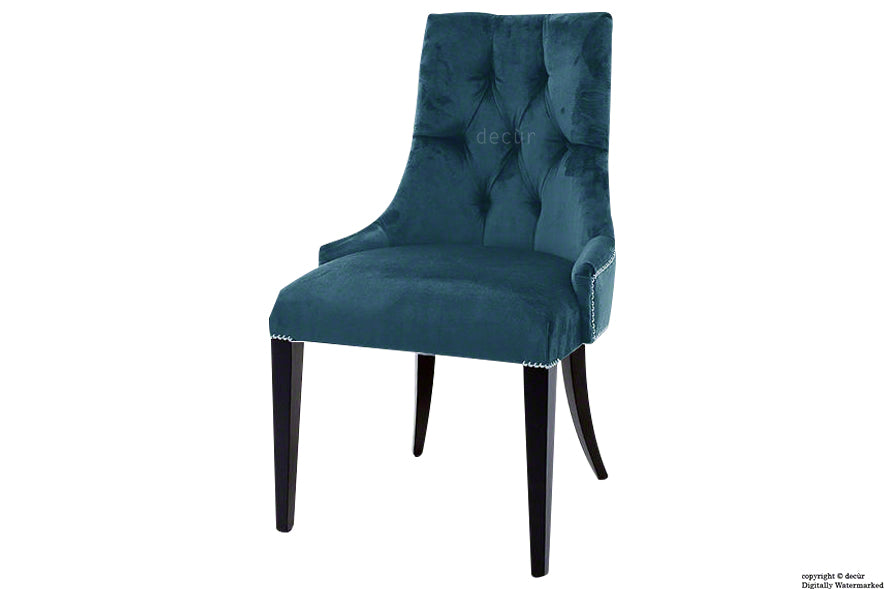 Magdalin Deep Buttoned Velvet Dining Chair  - Peacock