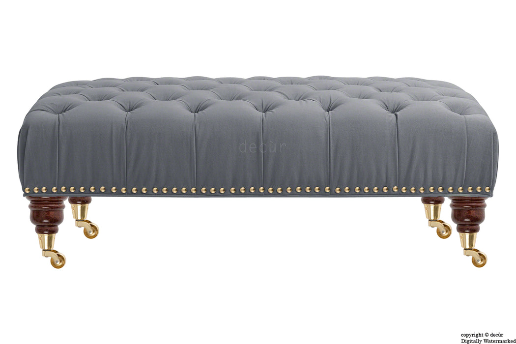 Catherine Buttoned Velvet Footstool - Seal with Optional Storage
