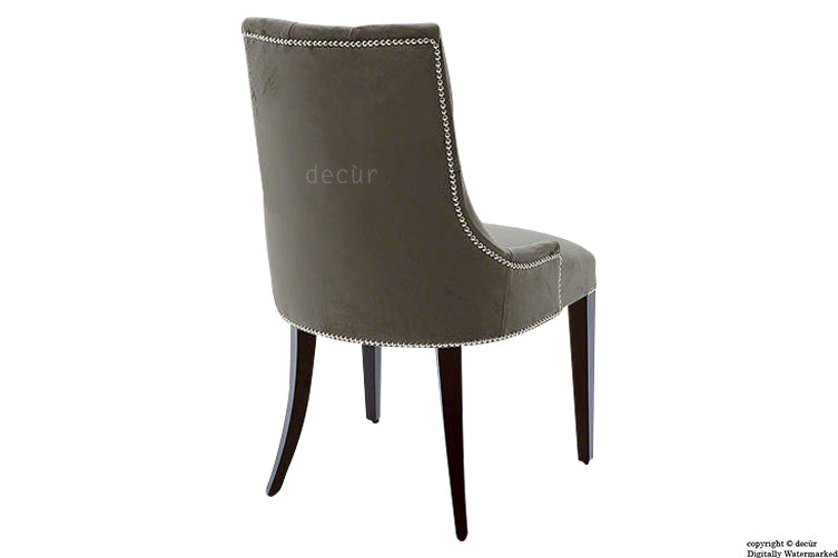 Magdalin Velvet Buttoned Dining Chair - Taupe