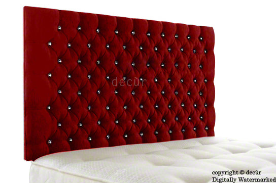 Tiffany Harrogate Buttoned Wall High Chenille Headboard - Red