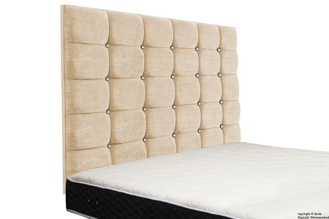 Grace Mila High Buttoned Wall Headboard - Natural Champagne