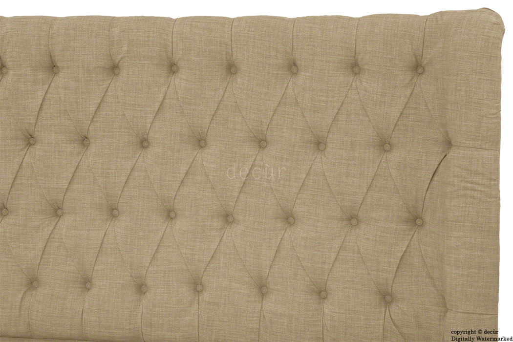 Hollyrood Linen Upholstered Winged Ottoman Bed - Fudge