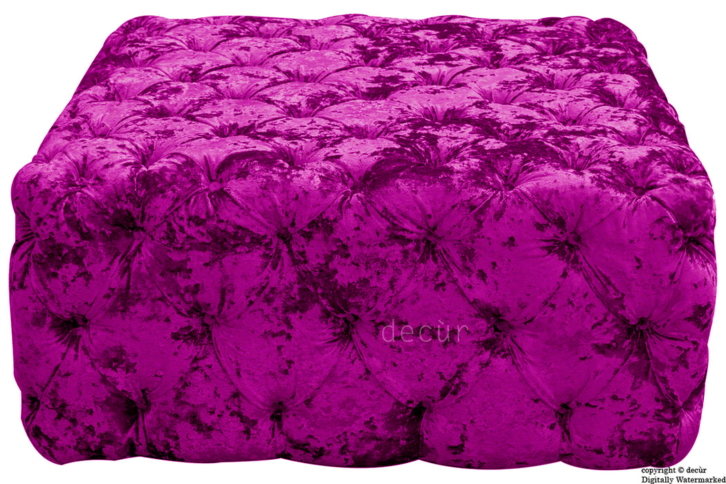 Ralph Buttoned Crushed Velvet Ottoman - Glamour