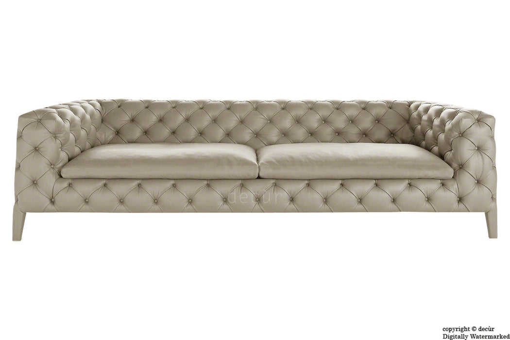 Rochester Leather Chesterfield Sofa - Mid Stone