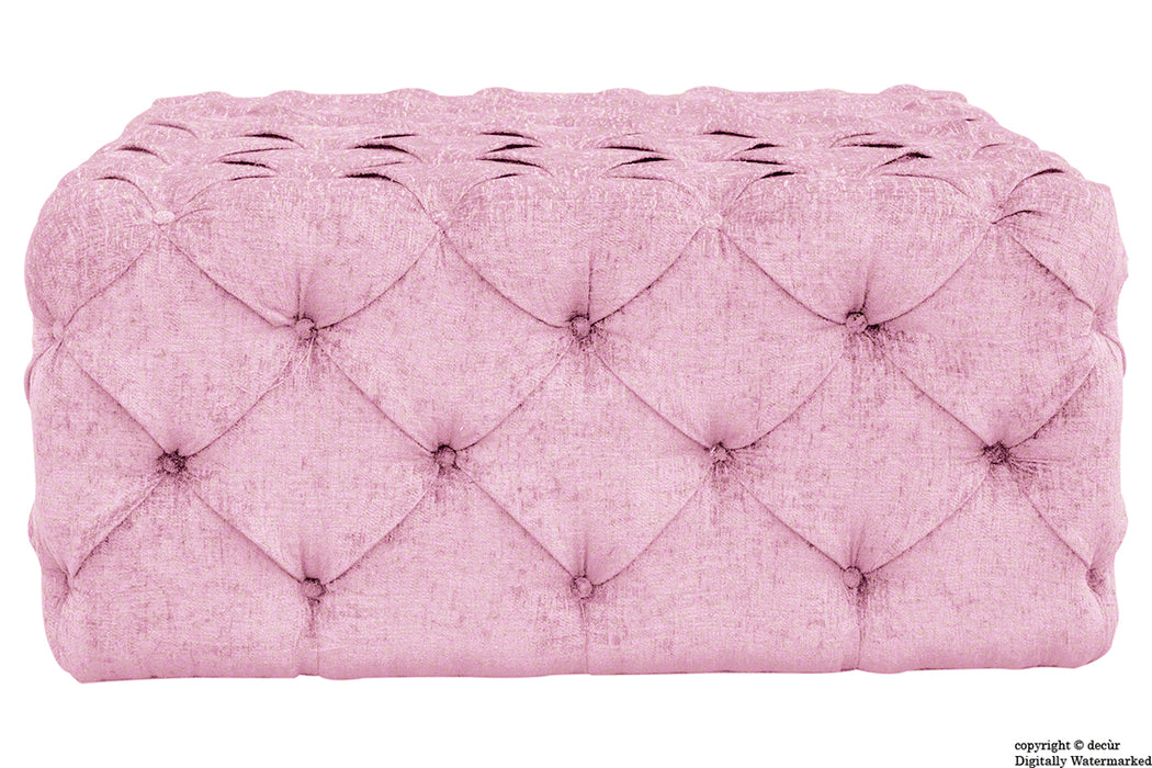 Ralph Buttoned Chenille Ottoman - Pink