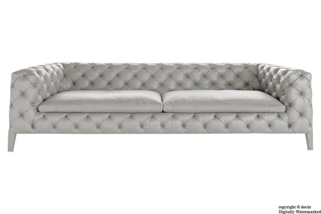 Rochester Leather Chesterfield Sofa - Dove Grey