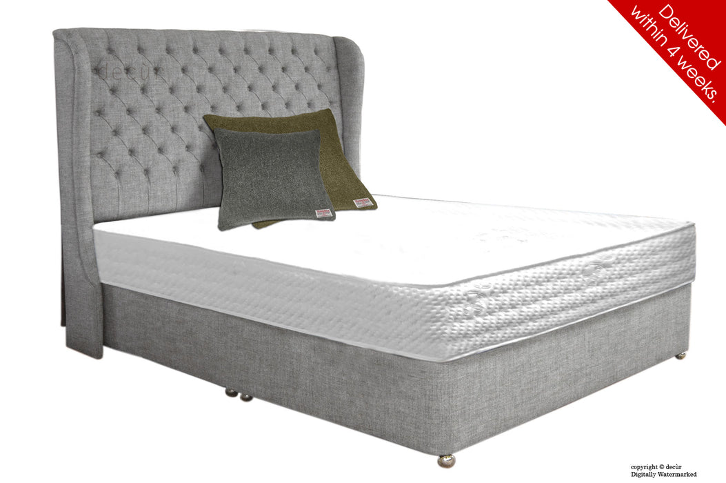 Chelsea Wing Button Wool Bed - Grey