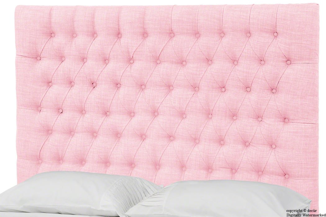 Kensington Buttoned Linen Headboard - Pink