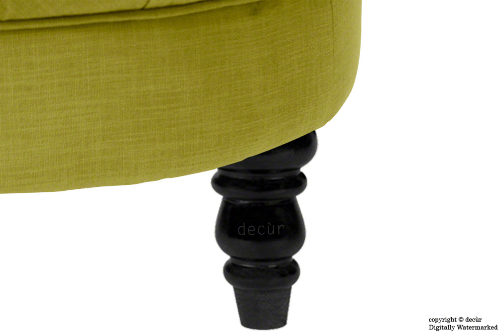 Raveen Buttoned Linen Modern Footstool - Olive