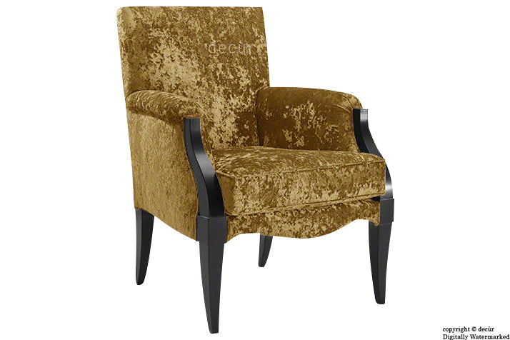 Art Deco Crushed Velvet Arm Chair - Gold