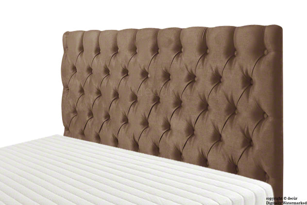 Tiffany Harrogate Buttoned Velvet Headboard - Mushroom