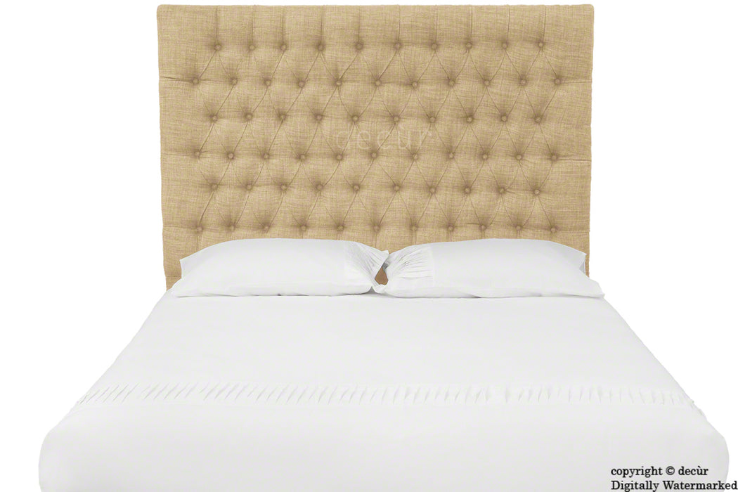 Kensington Buttoned Linen Headboard - Mink