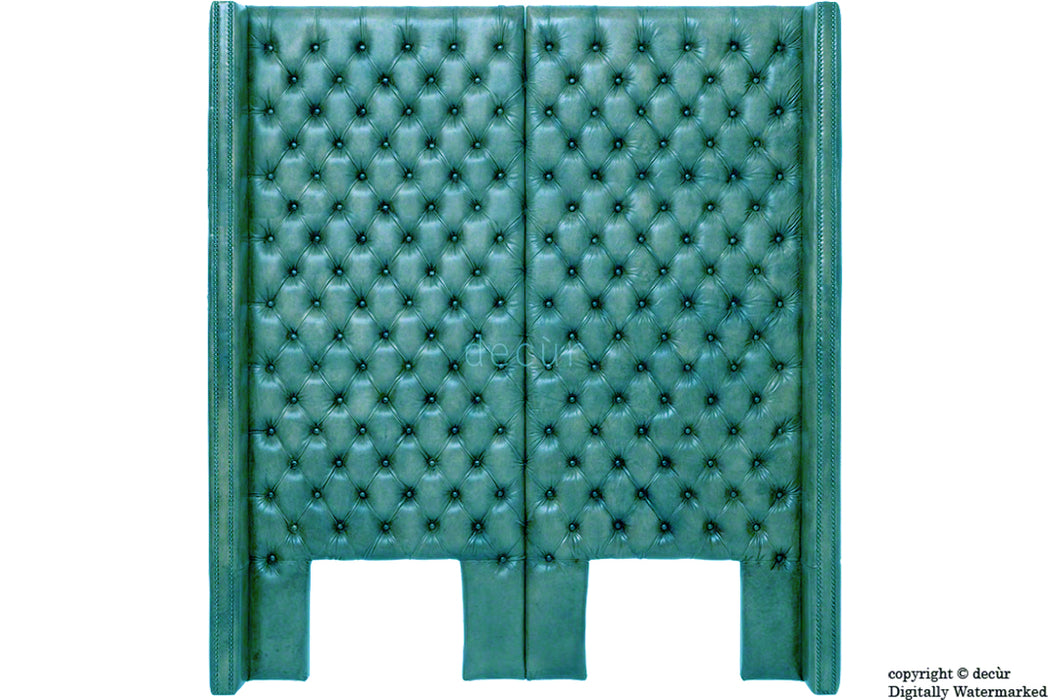 Beauchamp Buttoned Courtyard Leather Headboard Teal