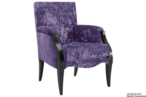 Art Deco Crushed Velvet Arm Chair Grape —
